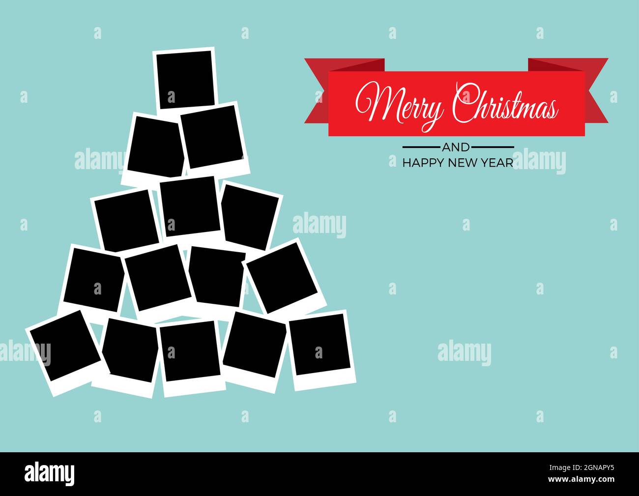 Biglietto di Natale, saluto e sfondo di invito. Albero di Natale astratto fatto con foto vuote. Illustrazione vettoriale Illustrazione Vettoriale