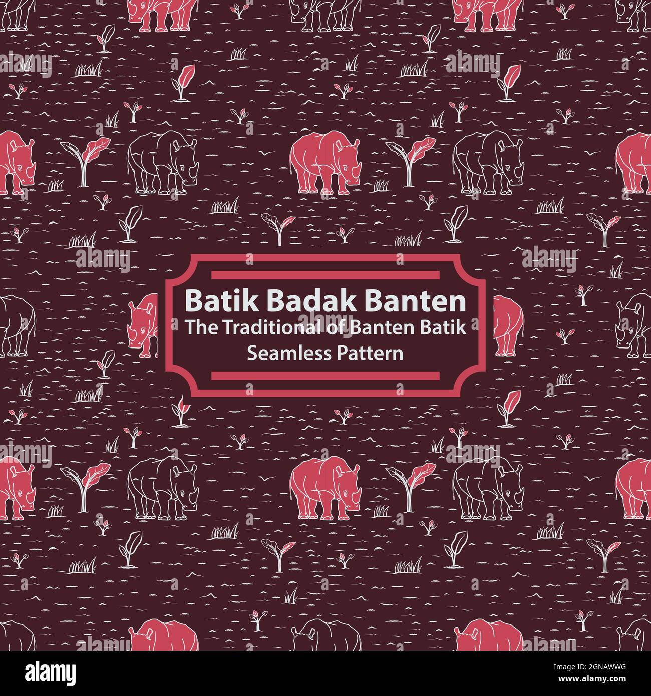 Batik Badak Banten - il tradizionale di Banten Batik senza giunture modello Illustrazione Vettoriale