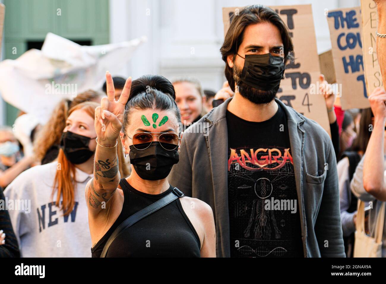 2021 settembre 24, Brescia, Italia. Venerdì per il movimento futuro. Manifestazione degli studenti in piazza. Credit: Marco Ciccolella/Alamy Live News Foto Stock