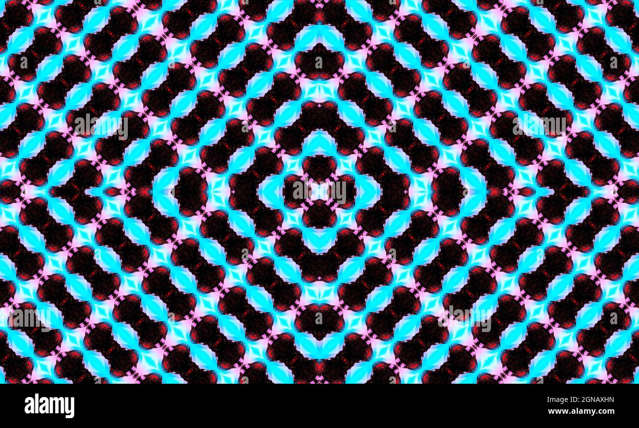 Carta da parati groovy. Bianco Ripeti Batik. Colore geometrico nero. Orrore psichedelico mistico. Rug geometrico bianco. Carta da parati mistica senza cuciture. Piazza nera Foto Stock