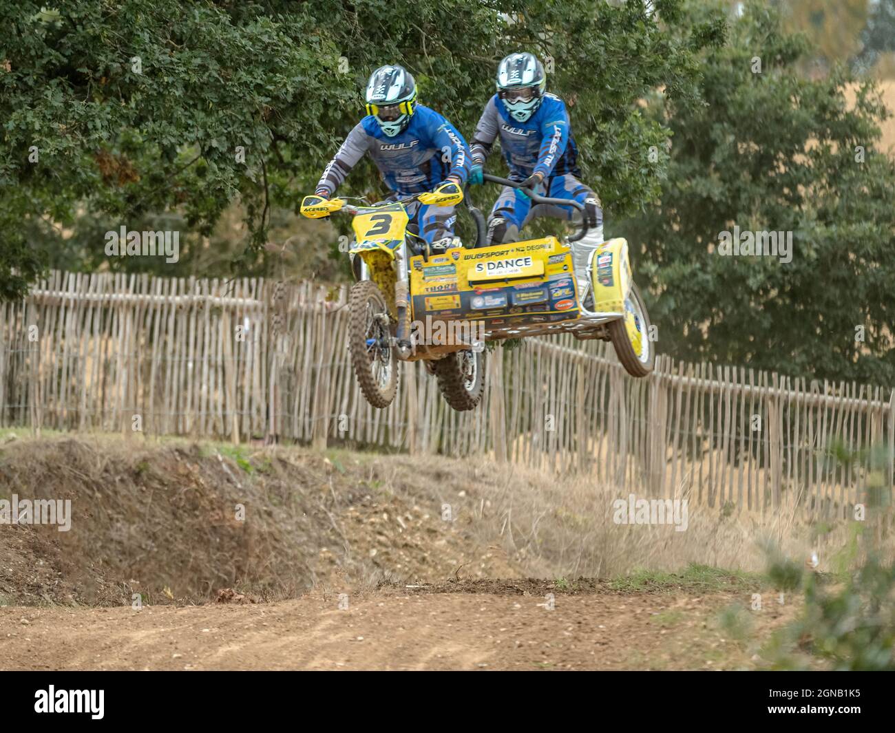 Sidecars a Wakes Colne Motocross Foto Stock