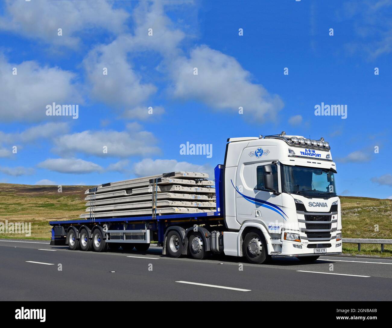 HGV. A.R., Transport Limited. Autostrada M6, direzione sud. Shap, Cumbria, Inghilterra, Regno Unito, Europa. Foto Stock
