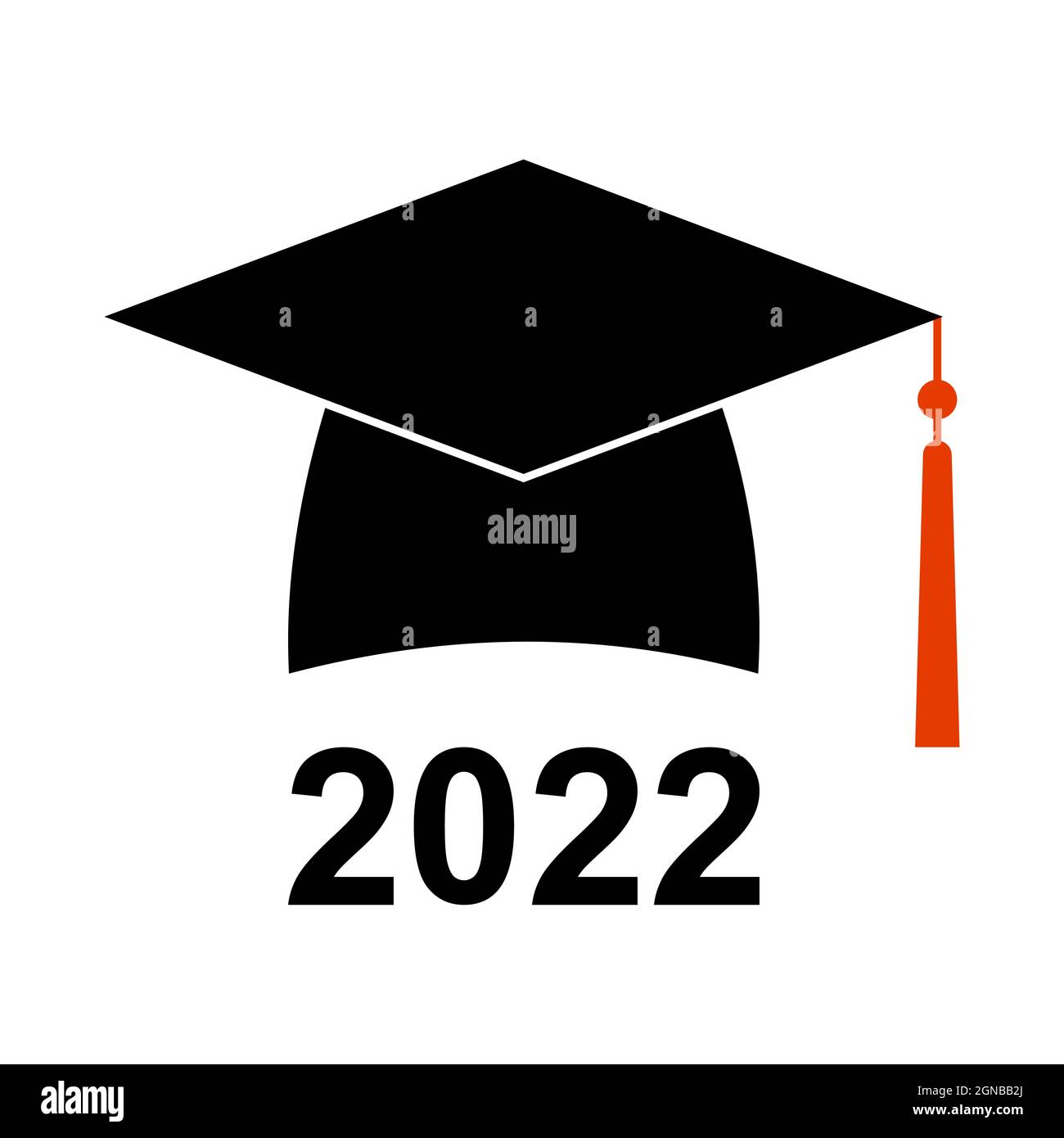 Congratulazioni per la laurea 2022 studente cappello quadrato accademico simbolo bachelor e master gradi Illustrazione Vettoriale