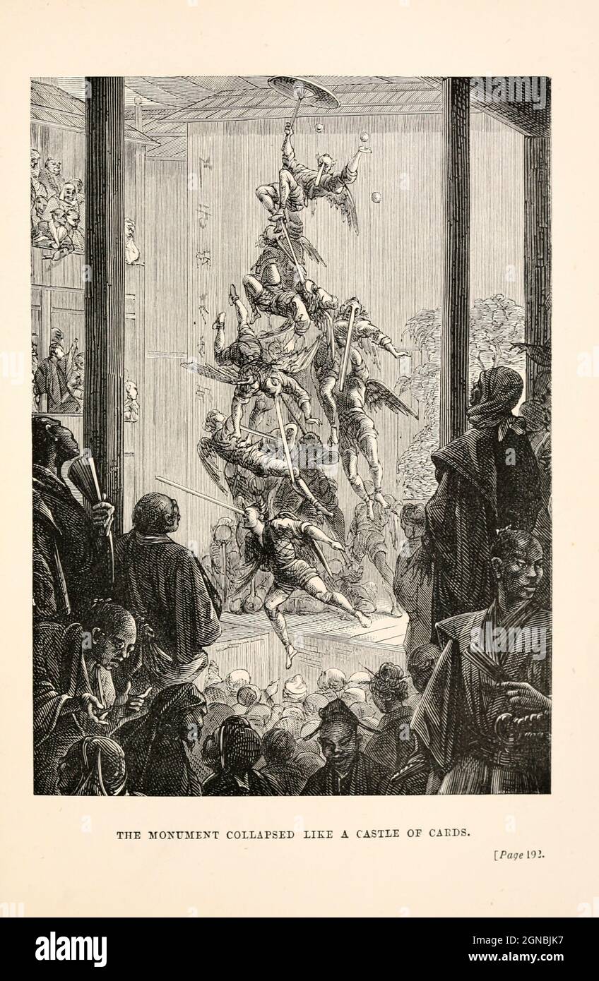 Il Monumento crollò come un Castello di carte dal libro ' intorno al mondo in ottanta giorni ' di Jules Verne (1828-1905) tradotto da Geo. M. Towle, pubblicato a Boston da James. R. Osgood & Co. 1873 prima edizione USA Foto Stock