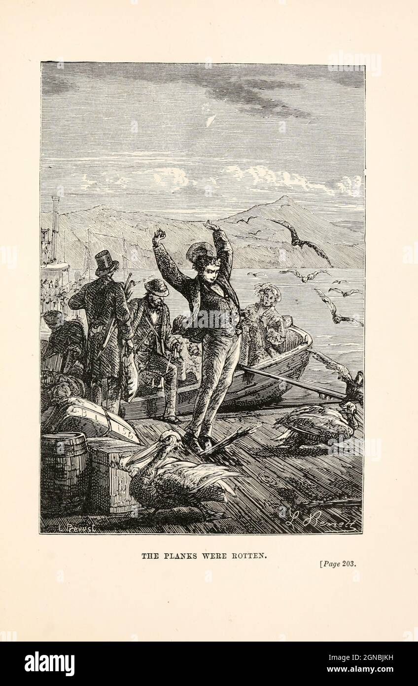 I Planks sono stati Rotten dal libro ' in tutto il mondo in ottanta giorni ' di Jules Verne (1828-1905) tradotto da Geo. M. Towle, pubblicato a Boston da James. R. Osgood & Co. 1873 prima edizione USA Foto Stock