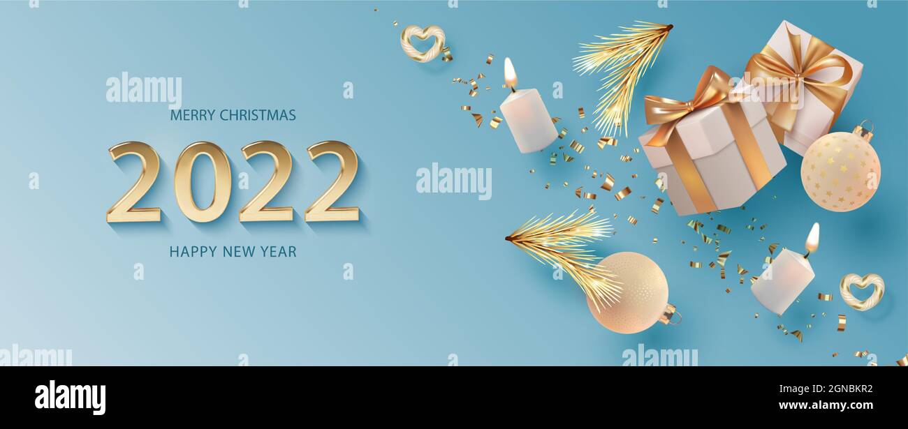 Buon Natale e felice anno nuovo 2022 banner Illustrazione Vettoriale