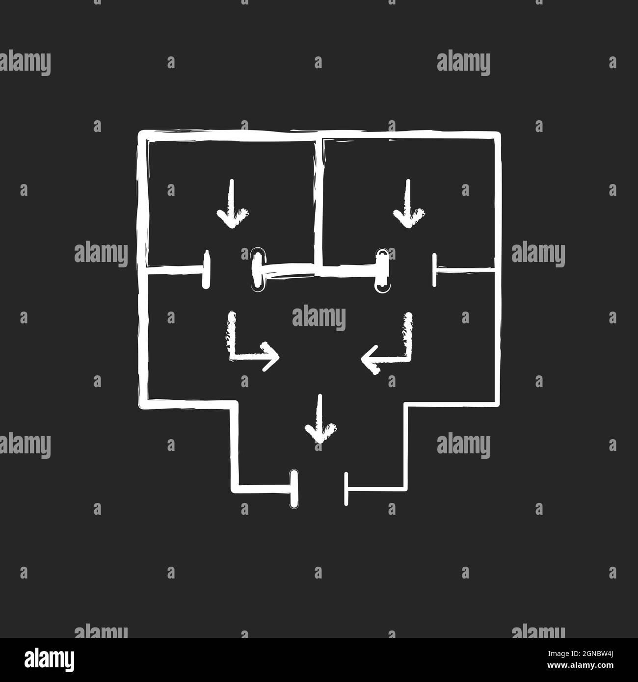 Significa lasciare l'icona bianca del gesso dell'edificio su sfondo scuro Illustrazione Vettoriale