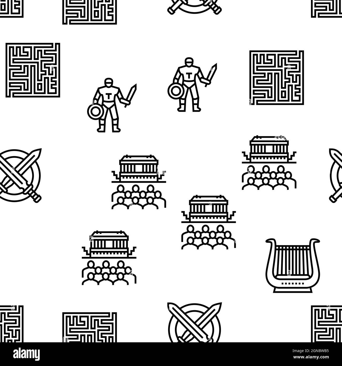 Antica Grecia Mitologia Storia Vector Seamless Pattern Immagine e Vettoriale - Alamy