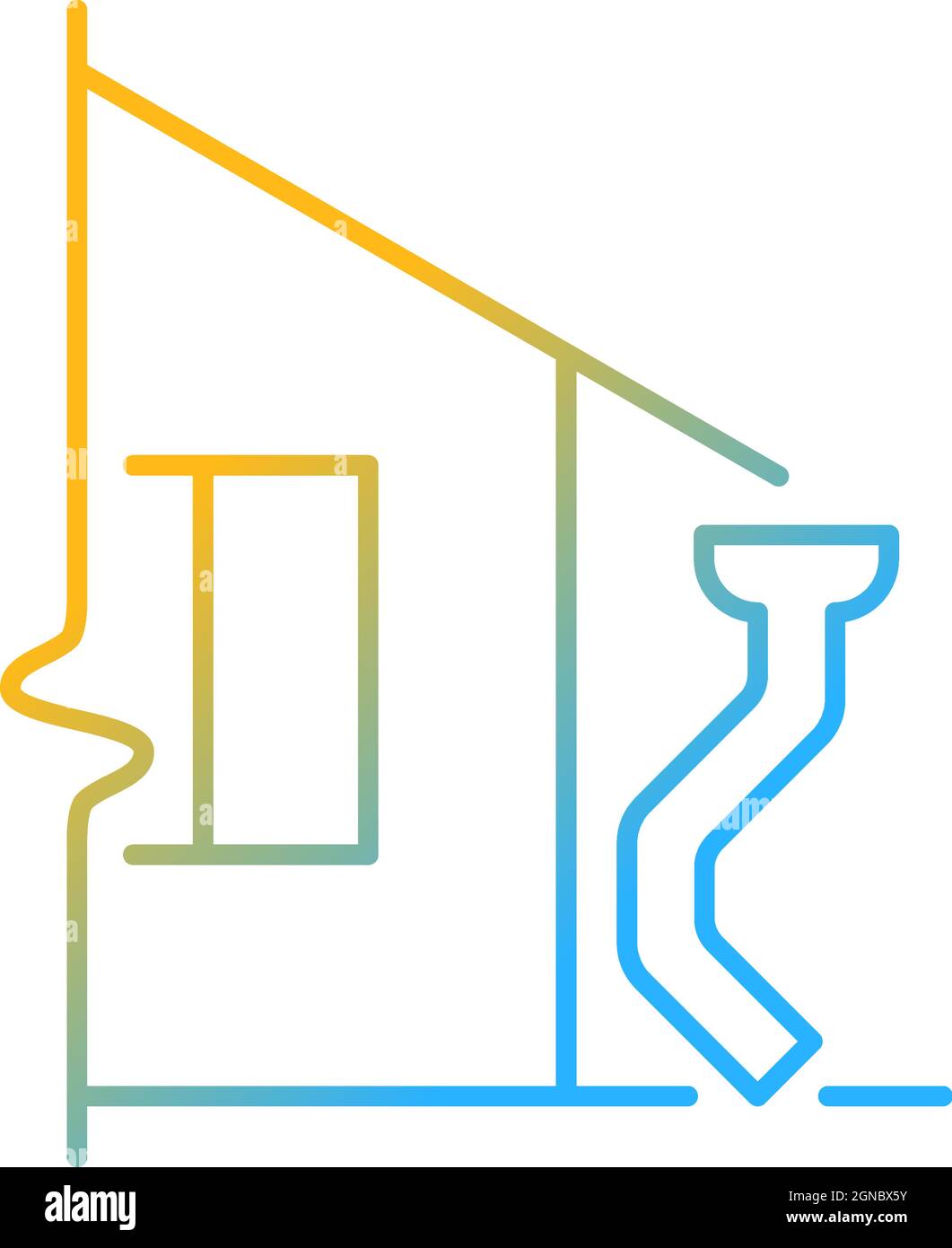 Icona vettore lineare gradiente scarichi tetto Illustrazione Vettoriale