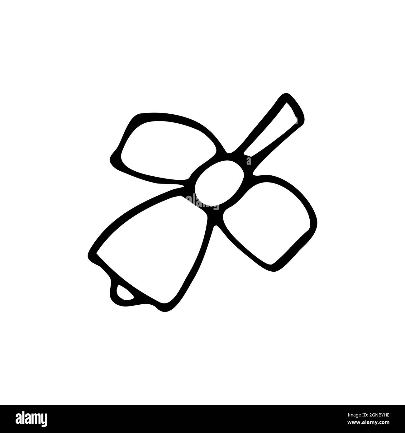 Campana di stile a forma di doodle disegnata a mano in vettore. Illustrazione isolata su sfondo bianco. Per grafica e web design Illustrazione Vettoriale