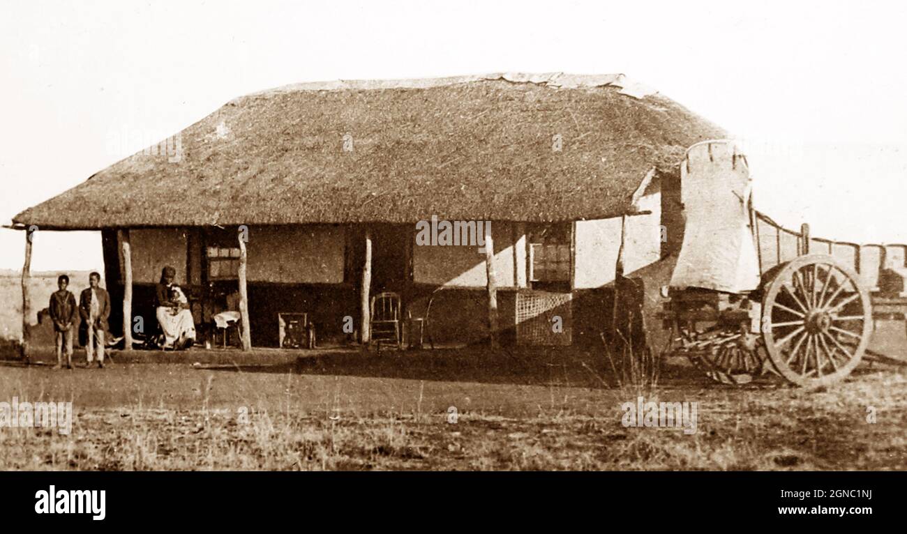 Una casa e famiglia Boer, periodo vittoriano Foto Stock