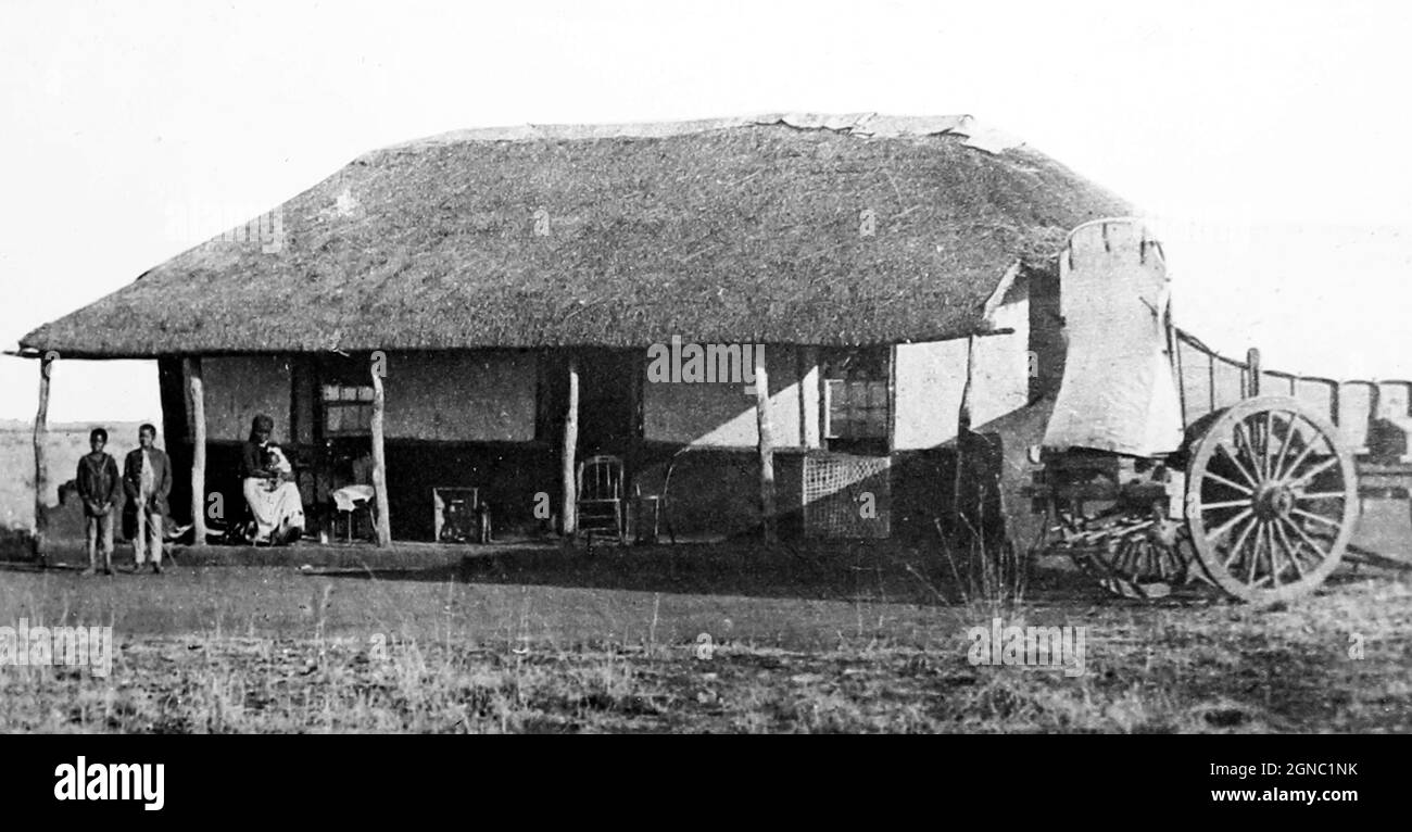 Una casa e famiglia Boer, periodo vittoriano Foto Stock