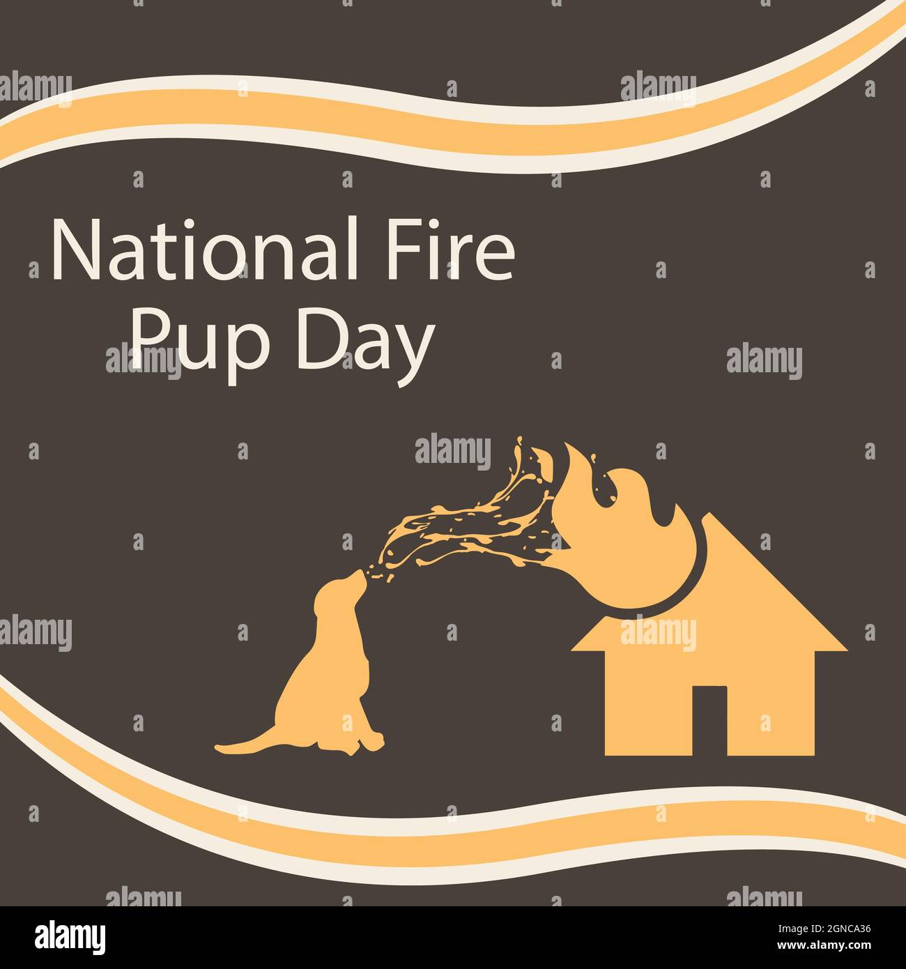 Il 1° ottobre il National Fire Pup Day onora i membri canini dei Vigili del fuoco americani. Illustrazione Vettoriale