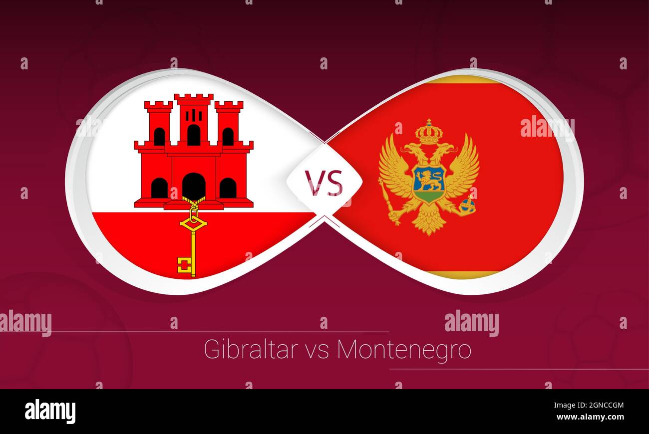 Gibilterra vs Montenegro in Football Competition, Group G. Versus icona su Football background. Illustrazione vettoriale. Illustrazione Vettoriale