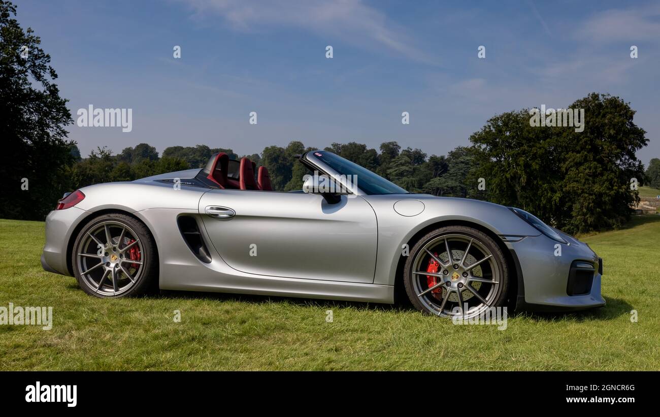 Porsche Boxster Spyder ‘N1 PTD’ in mostra al Blenheim Palace Motor show che si tiene a Oxfordshire domenica 5 settembre 2021 Foto Stock