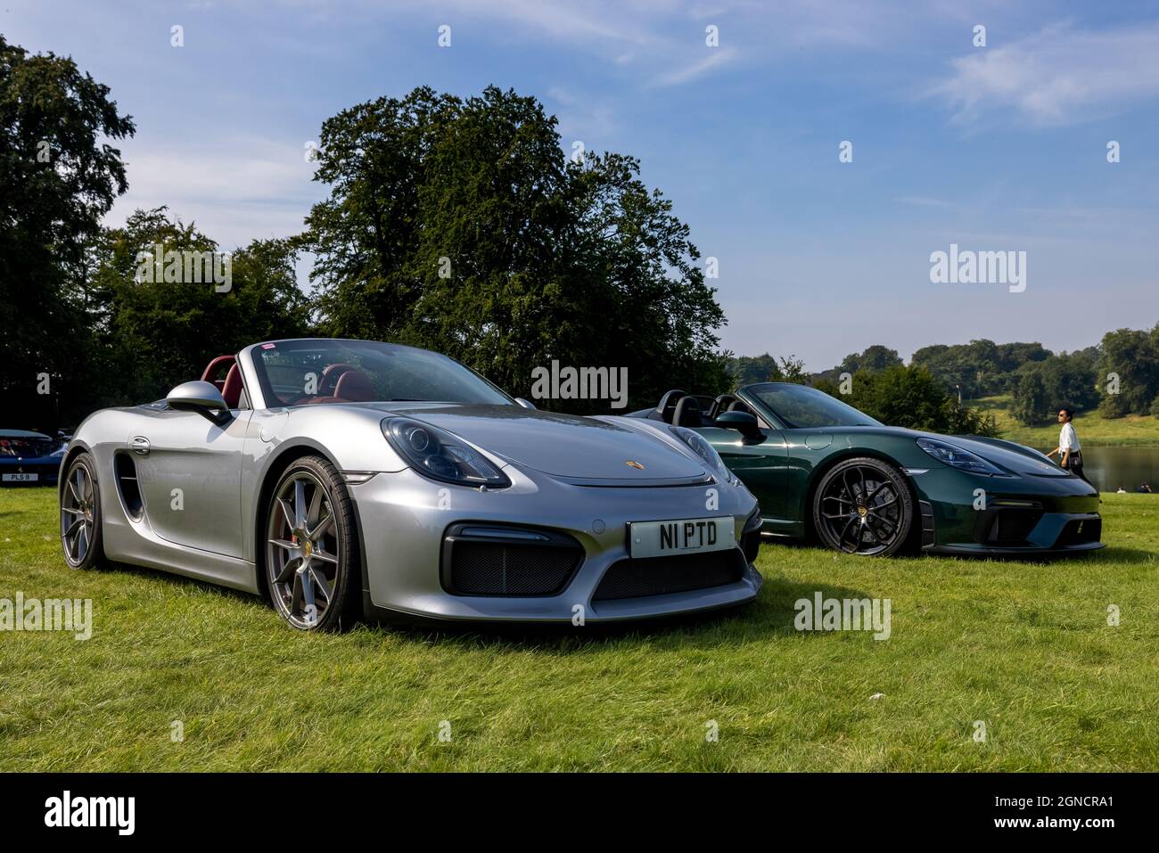 Porsche Boxster Spyder ‘N1 PTD’ in mostra al Blenheim Palace Motor show che si tiene a Oxfordshire domenica 5 settembre 2021 Foto Stock