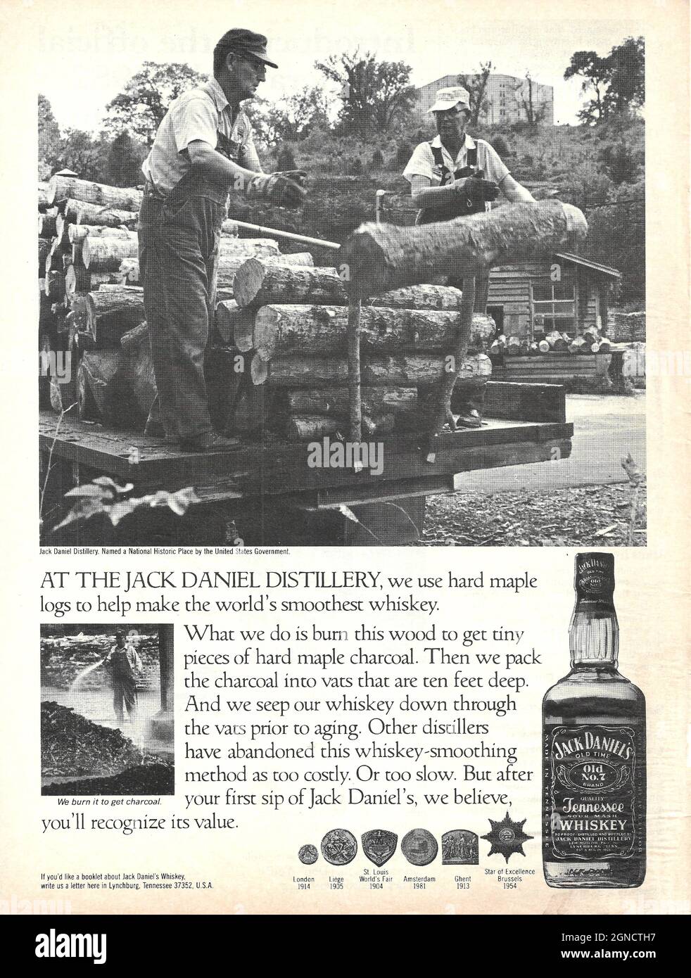 Jack Daniel Tennessee premium whiskey whisky vintage advert ad 1970 1980 Foto Stock