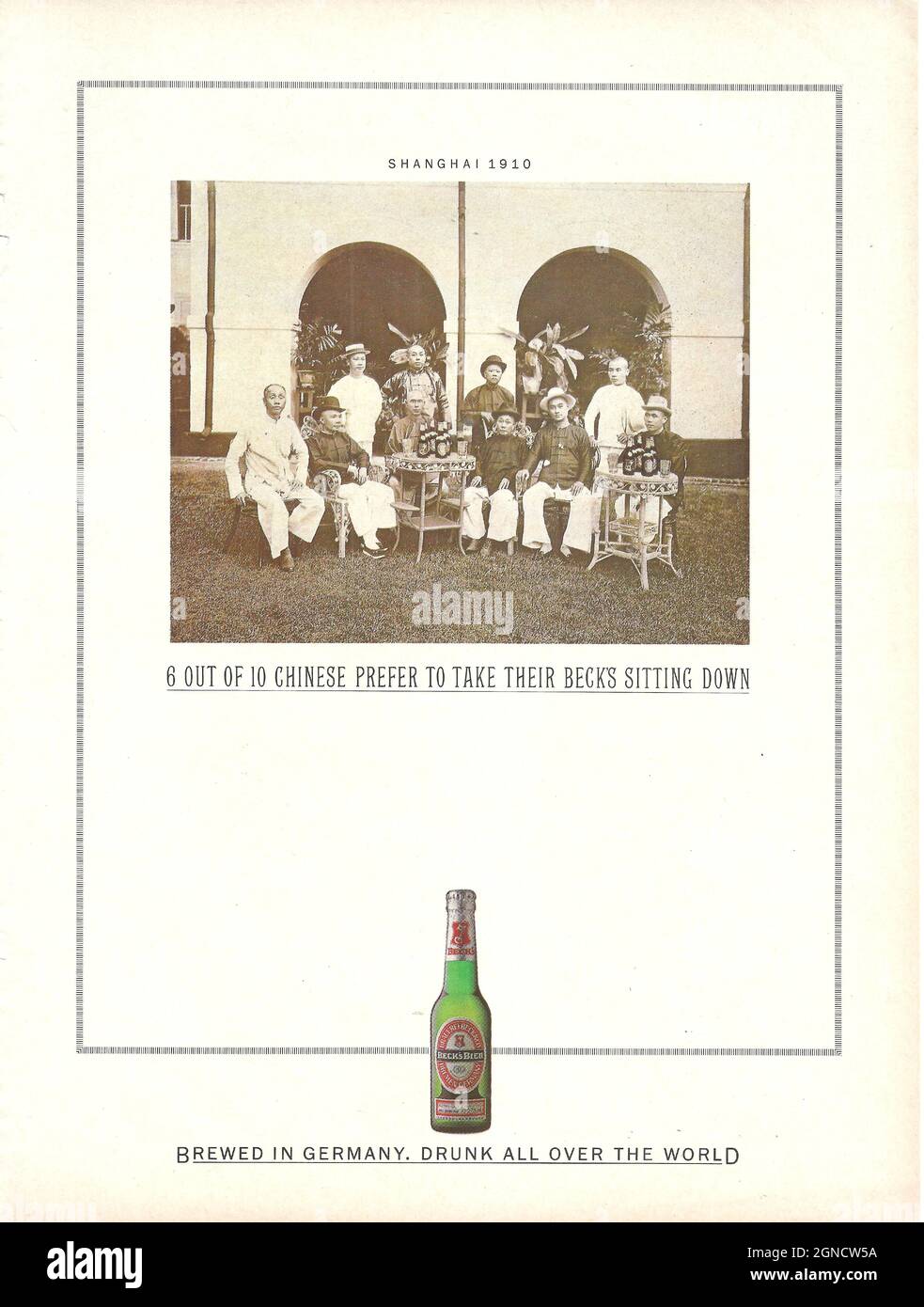 Annuncio vintage di Beckers birra 1980 1970 carta annuncio rivista Foto Stock