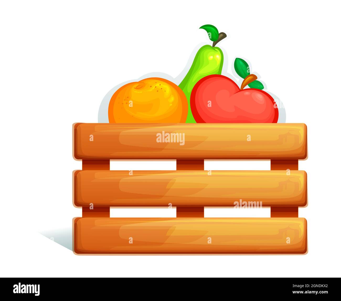 Una bella scatola di frutta completa Foto Stock