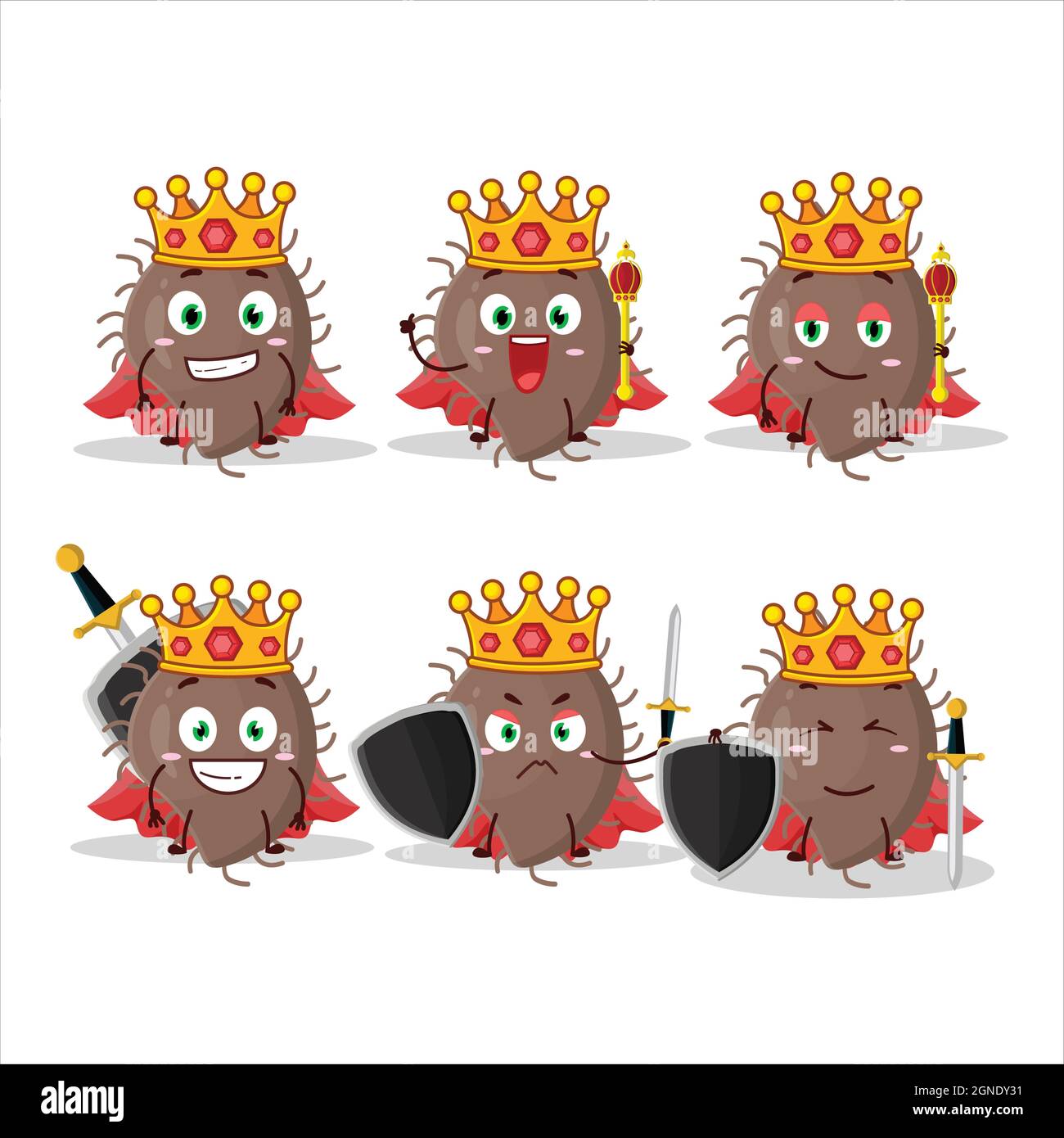 Un personaggio carismatico del re coronaviridae che indossa una corona d'oro. Illustrazione vettoriale Illustrazione Vettoriale