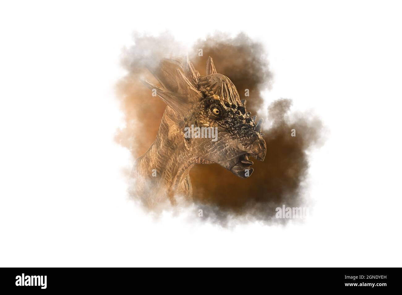 Dinosauro Stygimoloch su sfondo affumicato Foto Stock