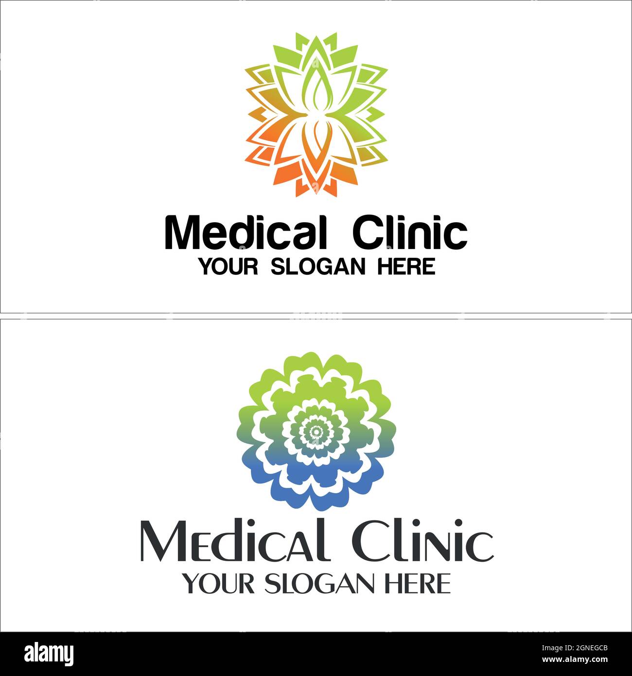 Moderna clinica medica fiore natura logo design Illustrazione Vettoriale