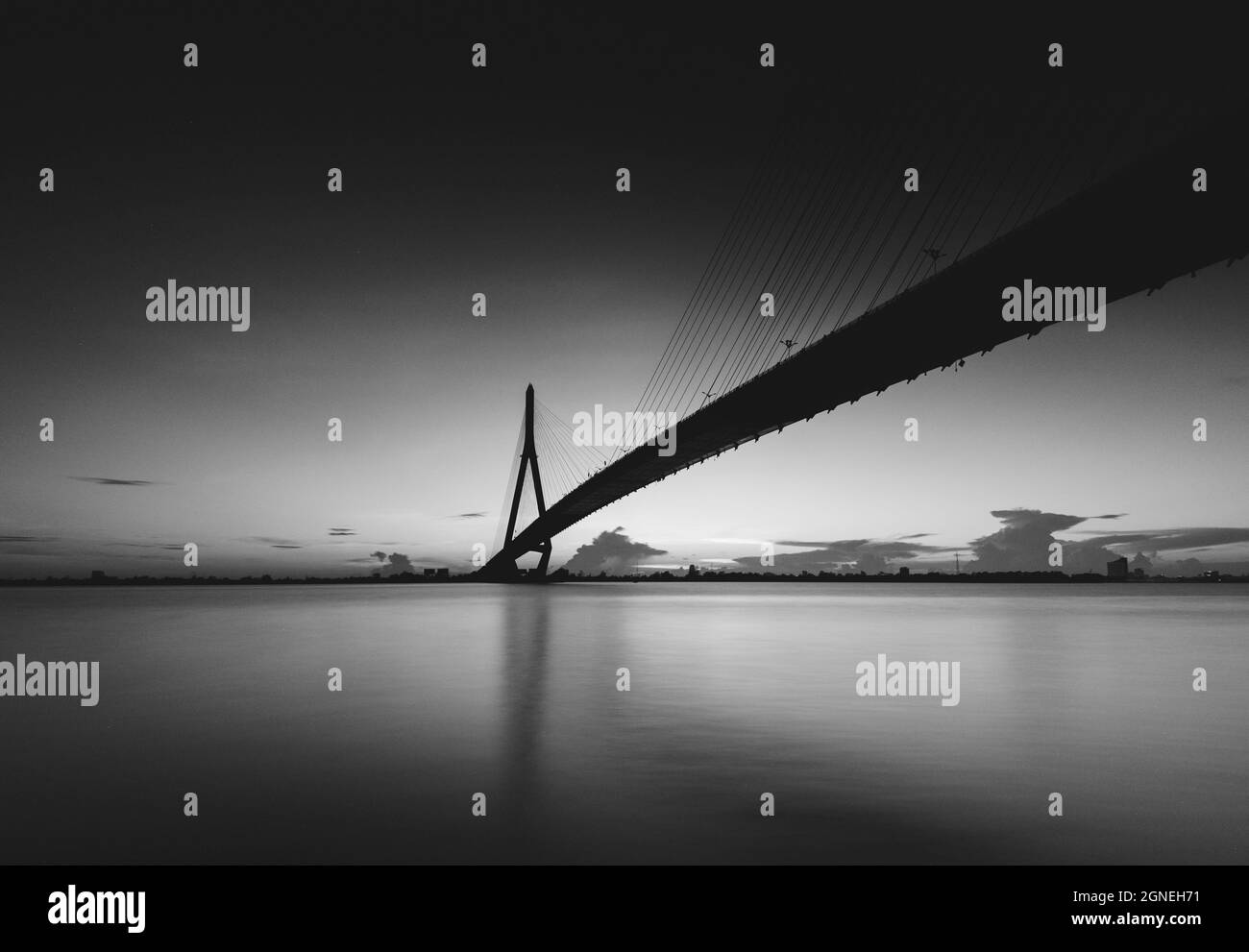 Il ponte di Can Tho vista aerea è famoso ponte nel delta del mekong, Vietnam Foto Stock