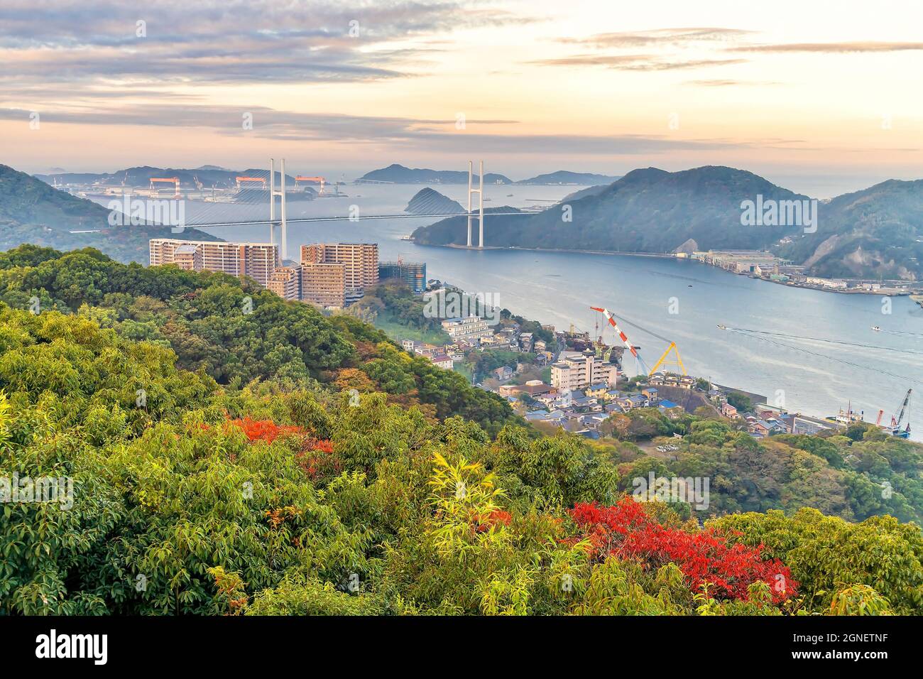 Nagasaki città città città città skyline città dal alto a Kyushu Giappone visualizza Foto Stock