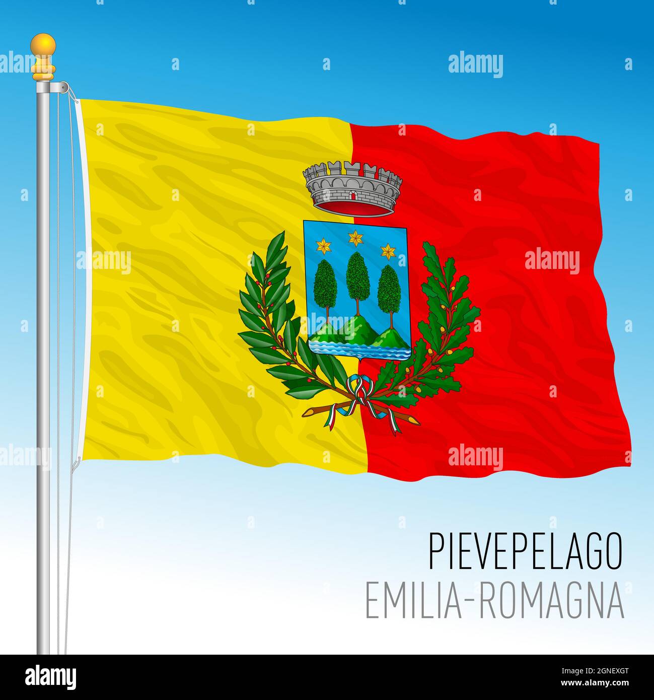 Pievepelago, Modena, Italia, bandiera del comune, illustrazione vettoriale Illustrazione Vettoriale