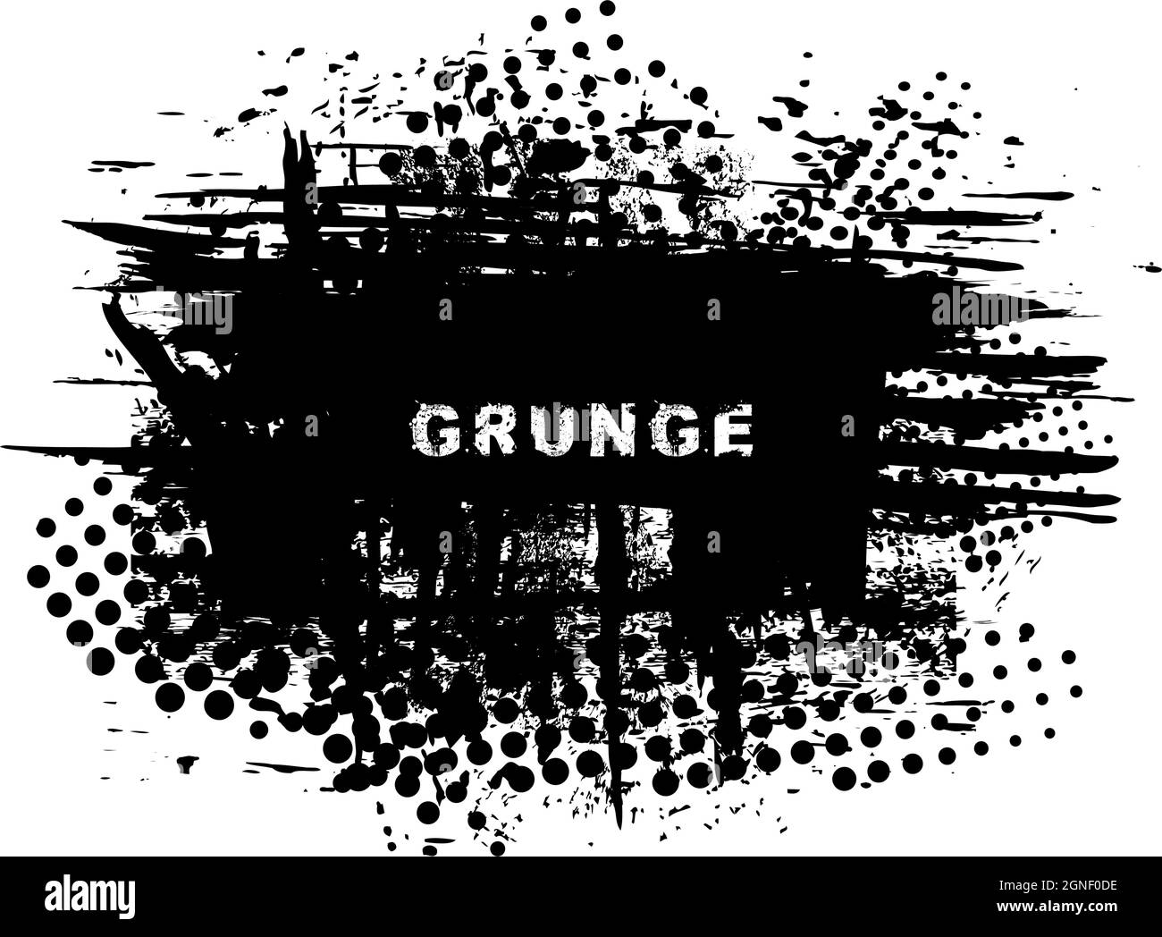 Splatter grunge sfondo urbano. Tratto pennello vettoriale. Polvere sovrapposizione grano di emergenza. Forma testurizzata vuota per striscioni, badge, emblemi, etichette Illustrazione Vettoriale