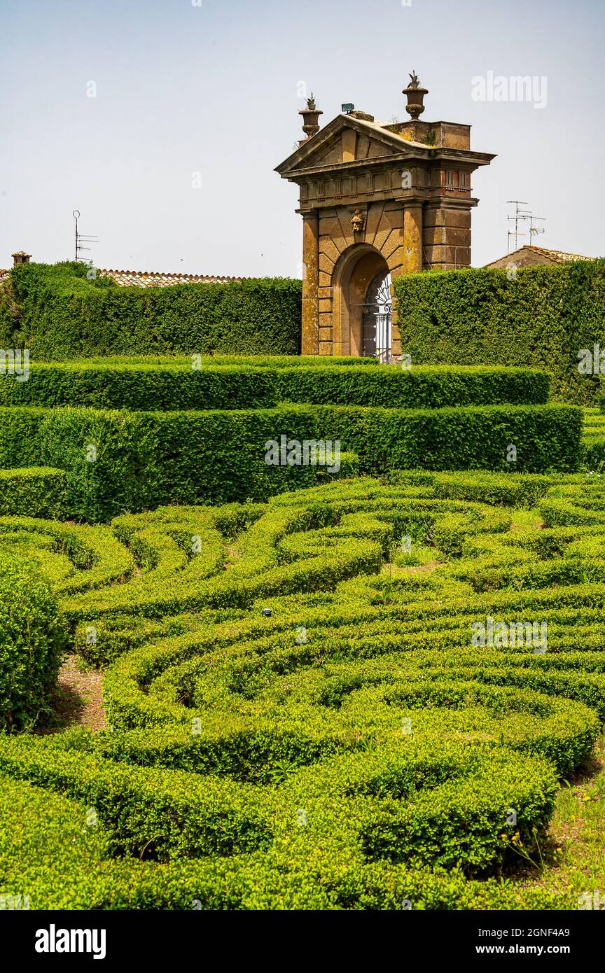 Il giardino manierista di sorpresa a Bagnaia, Viterbo, Italia centrale, attribuito a Jacopo Barozzi da Vignola Foto Stock