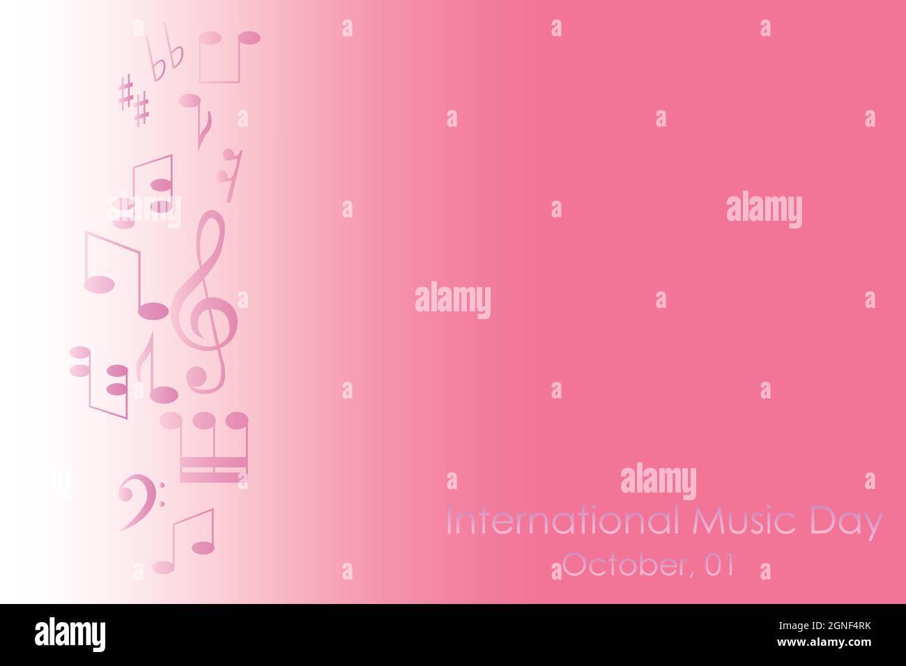 Note musicali astratte isolate su sfondo rosa sfumato, iilustrazione vettoriale dell'evento internazionale della giornata musicale. Illustrazione vettoriale Illustrazione Vettoriale