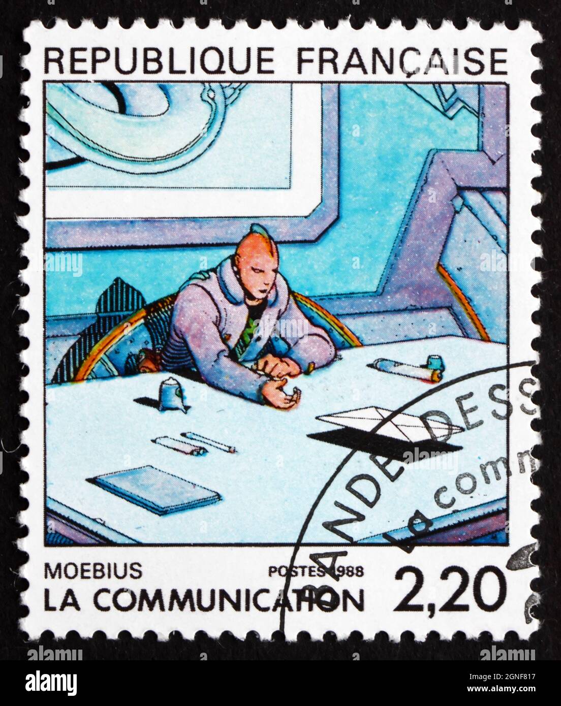FRANCIA - CIRCA 1998: Un francobollo stampato in Francia mostra Cartoon, di Moebius, circa 1998 Foto Stock