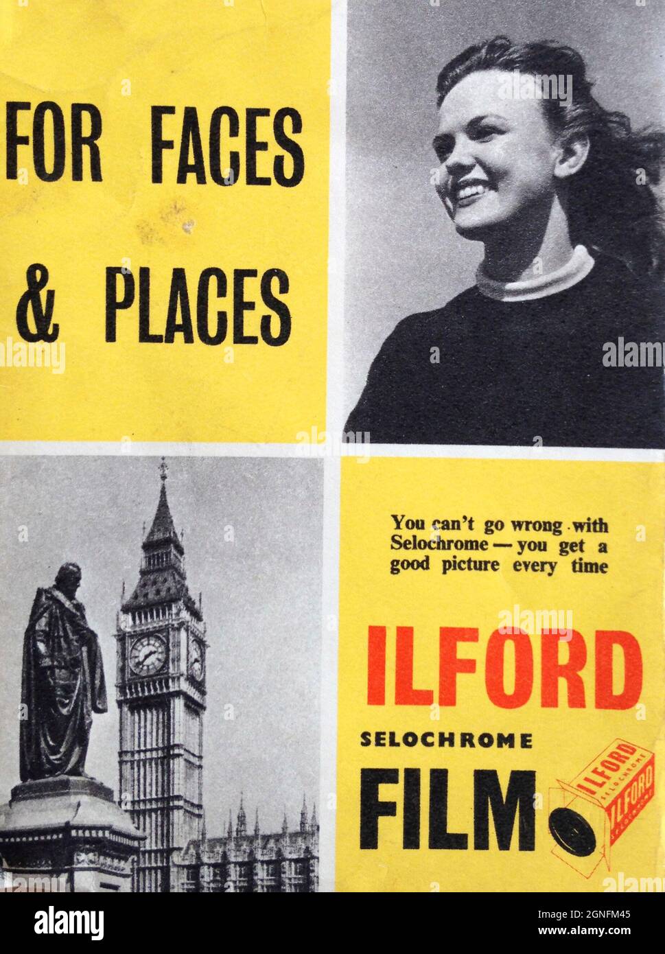 Portafogli fotografici vintage, emessi da aziende di lavorazione dagli anni '40 agli anni '60. Alcuni nomi famosi, Ilford Films, Timothy Whites, alcuni negozi chimici locali a Huddersfield, Brighouse. Grafica e motivi attraenti, disegni vintage. Foto Stock