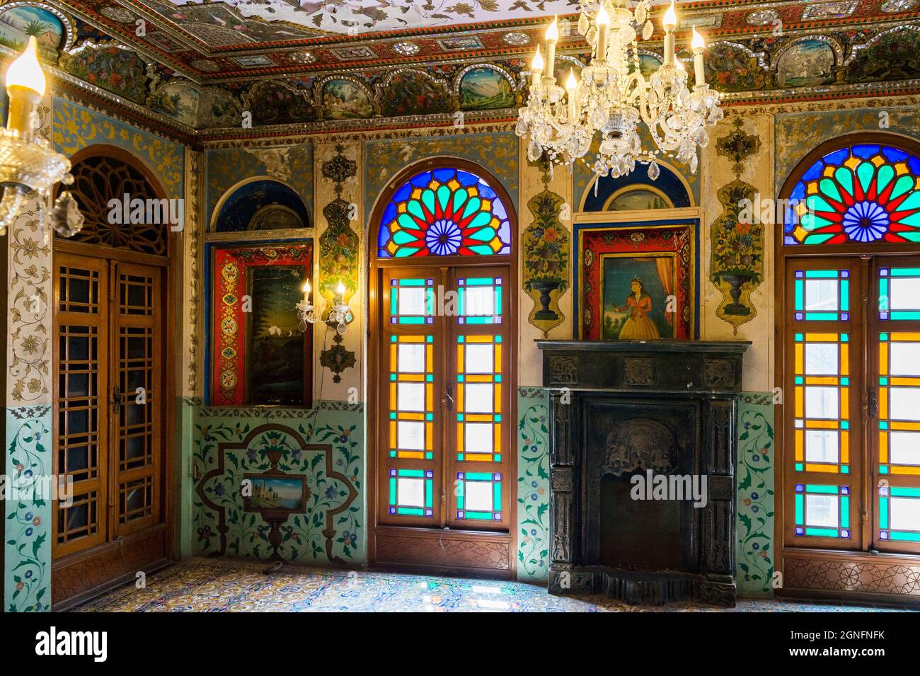 IRAN.TEHERAN.GOLESTAN PALACE.EMARAT-E-BADGIR (COSTRUZIONE DEI RACCOGLITORI DI VENTO) Foto Stock