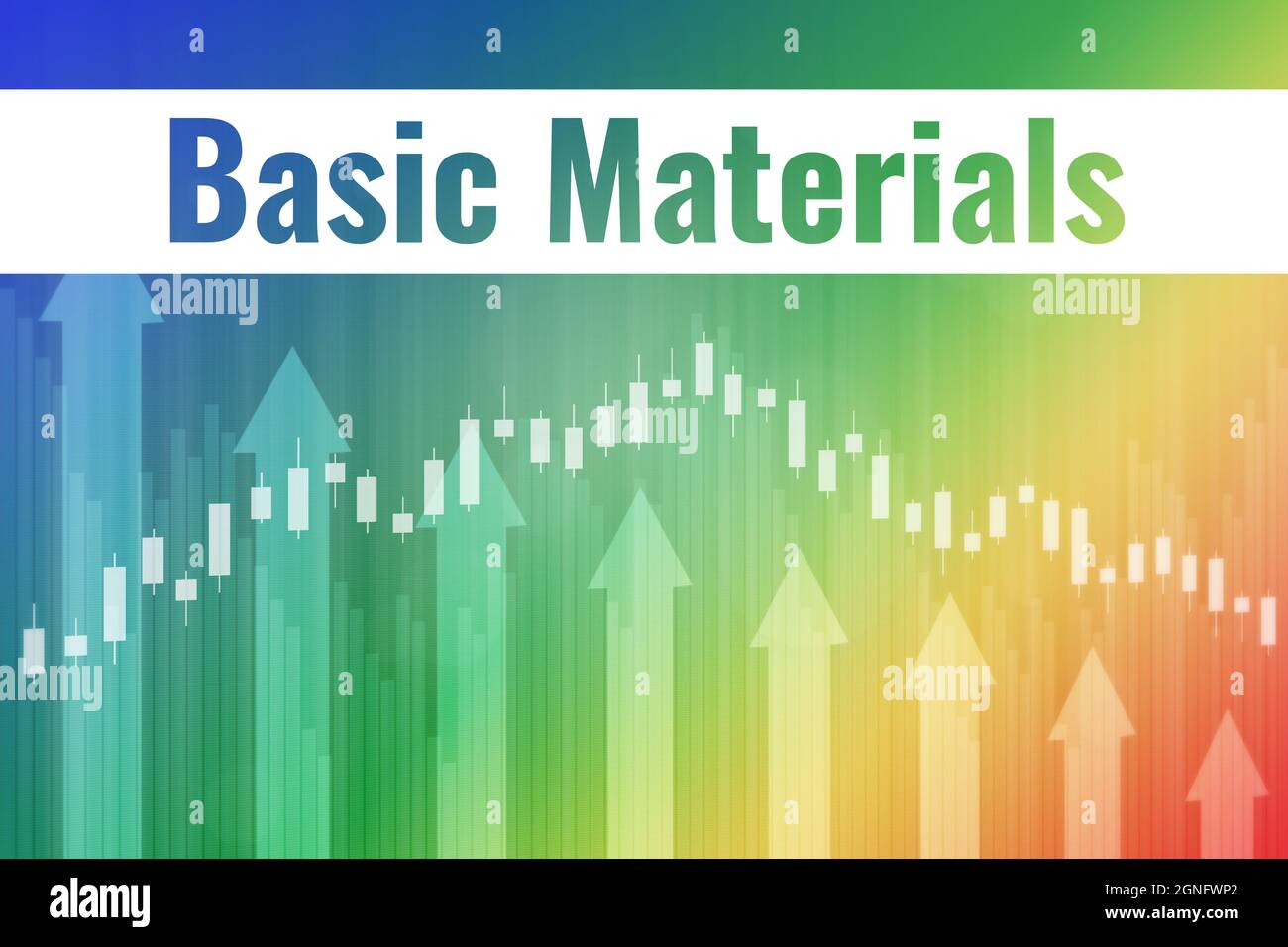 Settore dei mercati finanziari materiali di base su sfondo finanziario blu, verde, giallo, rosso da grafici, grafici. Trend su e giù. Rendering 3D. ma. Finanziaria Foto Stock