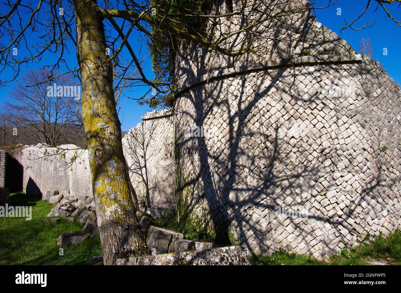 Particolare delle pareti reticolate. Sito archeologico di Altilia. Sepino - Molise - Italia Foto Stock