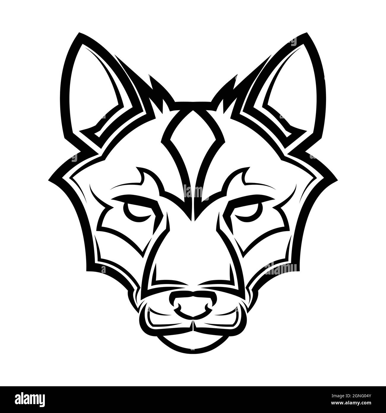 Linea bianca e nera dell'arte della testa della volpe. Buon uso per simbolo, mascotte, icona, avatar, tatuaggio, T-Shirt design, logo o qualsiasi disegno. Illustrazione Vettoriale