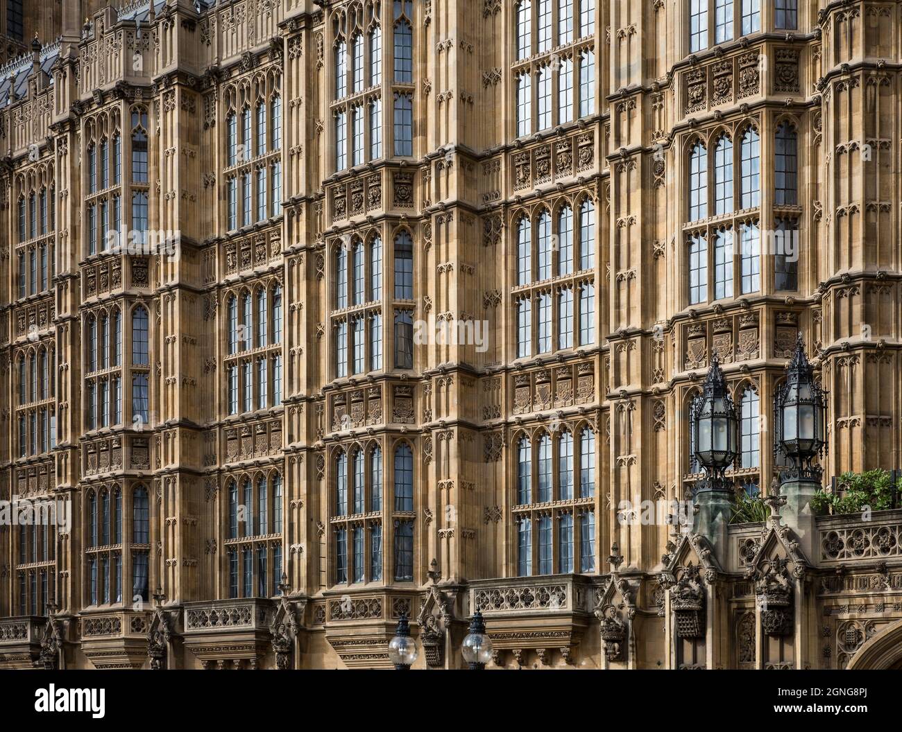 London, Houses of Parliament Westfassade Ausschnitt erbaut 1840-70 Burch Charles Barry und Augustus Pugin Foto Stock