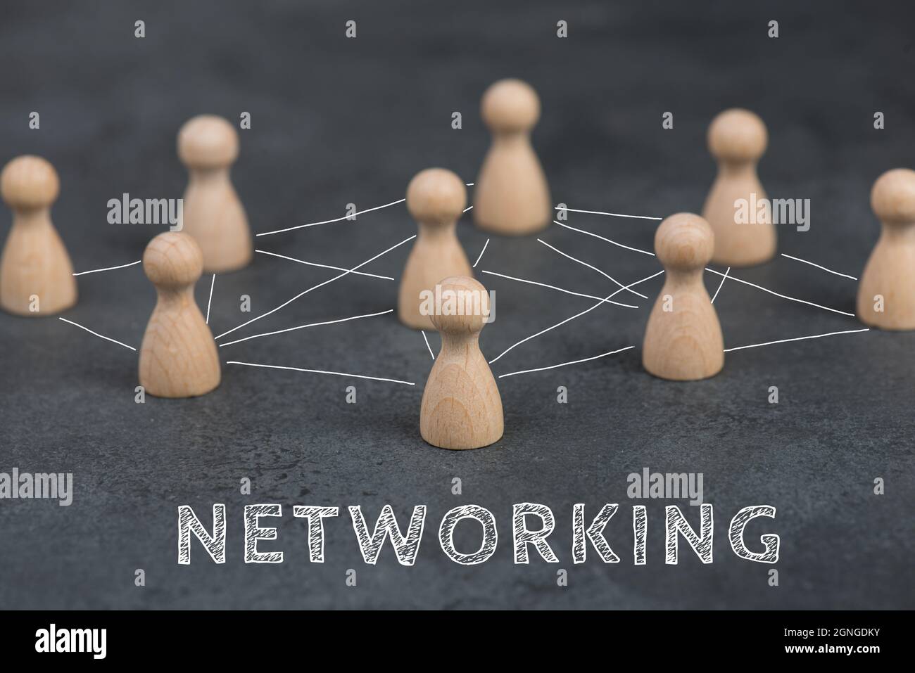 Gruppo di persone che si connettono attraverso un web, business networking e comunicazione Foto Stock