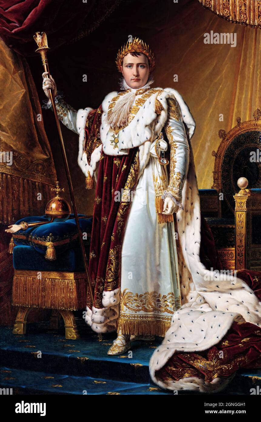 Napoleone Bonaparte. Ritratto intitolato 'Napoleone i, imperatore dei francesi, in incoronazione Regalia' di Francois Gerard (1770-1837), olio su tela, 1806/10 Foto Stock