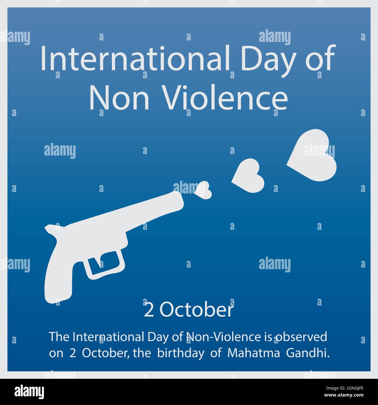 La Giornata Internazionale della non violenza si celebra il 2 ottobre, il compleanno di Mahatma Gandhi. Illustrazione Vettoriale