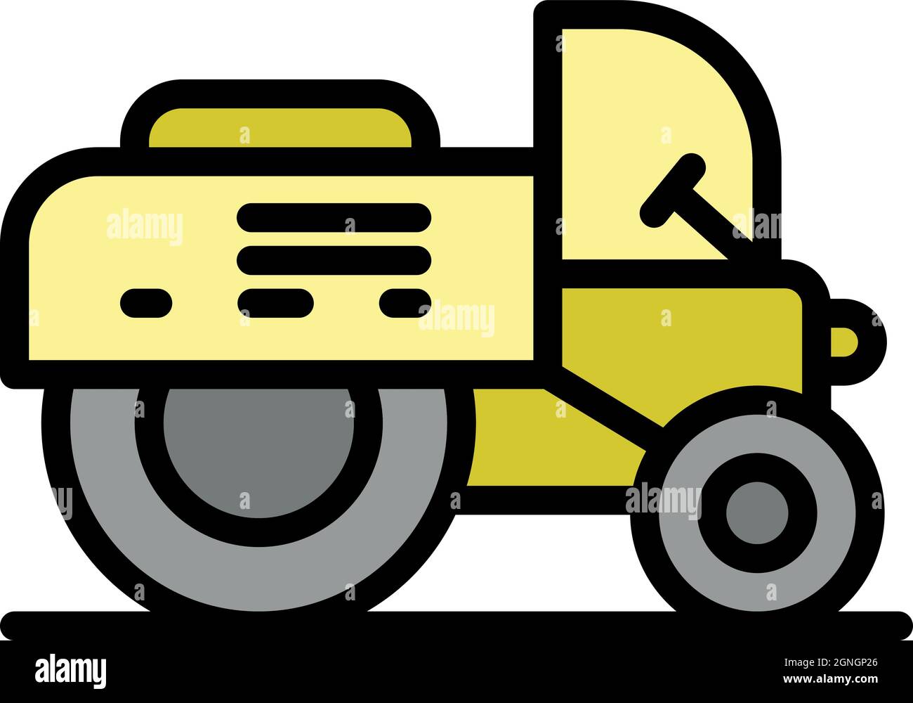 Icona del rullo per la circolazione su strada. Contorno del vettore del rullo stradale icona colore piatto isolato Illustrazione Vettoriale