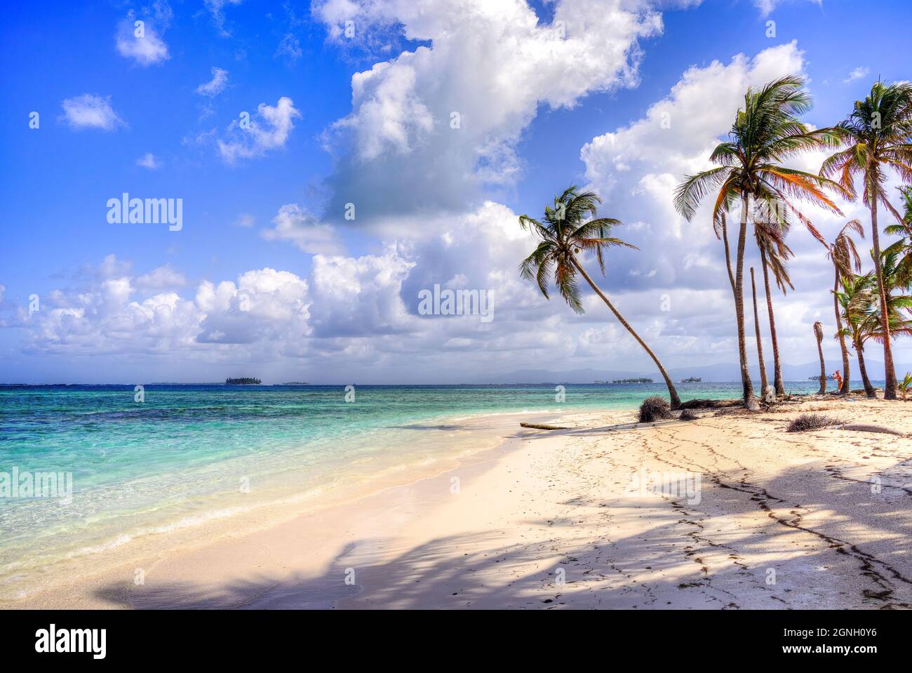 Le scene dell'isola tropicale dalle isole di Kuna Yala, San Blas Panama Foto Stock