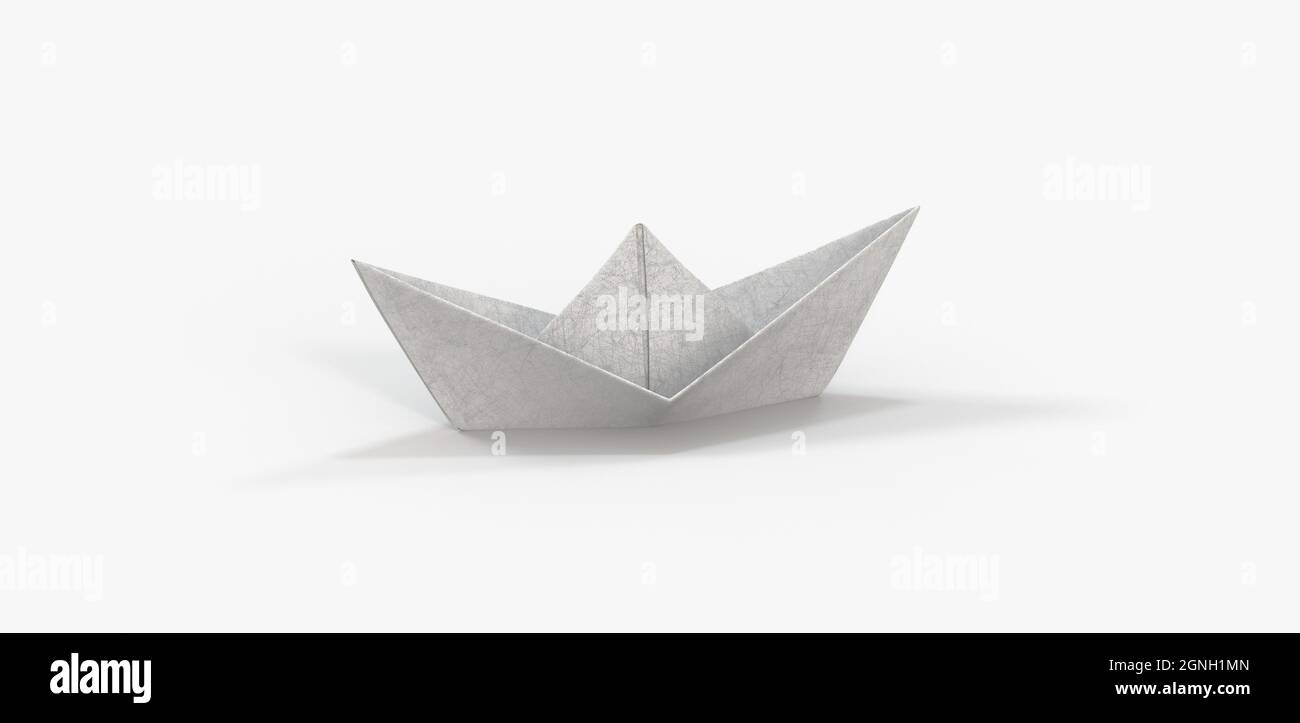 Rendering 3d di un'imbarcazione bianca su una superficie morbida isolata su sfondo bianco Foto Stock