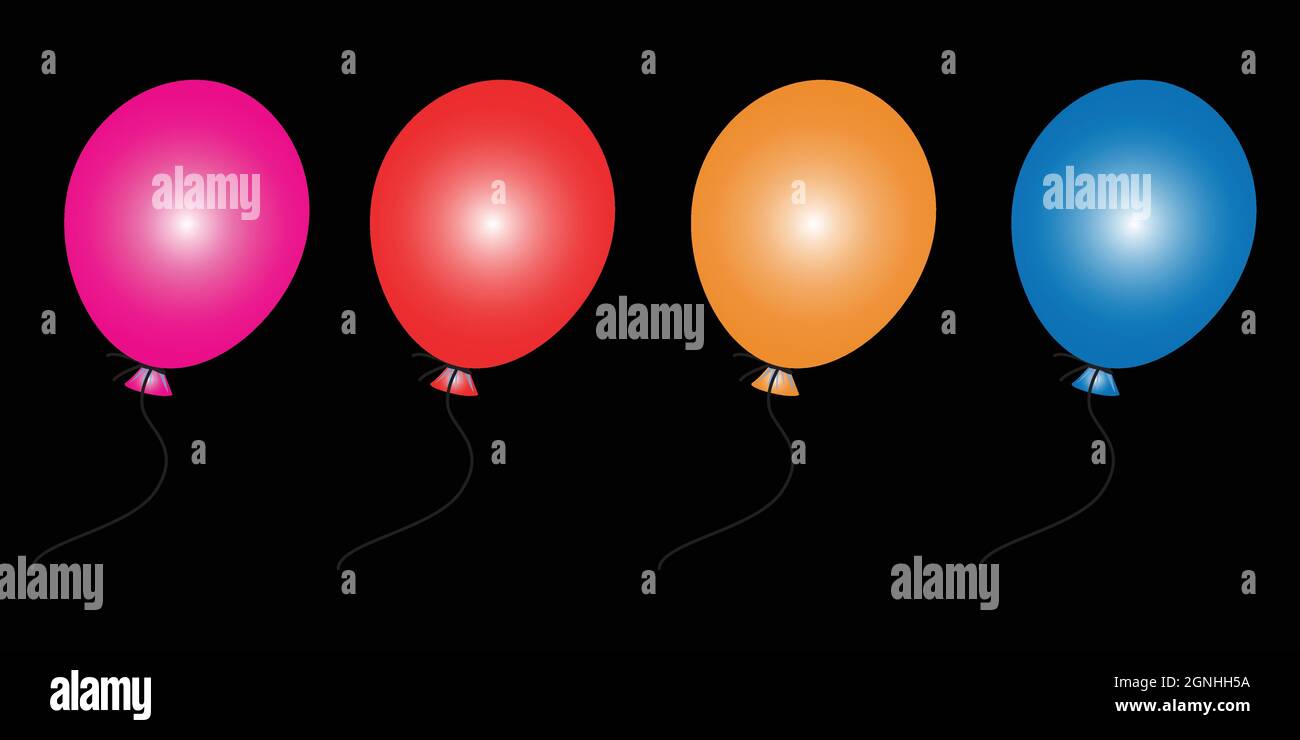 Set di illustrazione vettoriale palloncino colore. Disegno di palloncino creativo per feste di compleanno, giorno di San Valentino, decorazioni per feste a sorpresa Illustrazione Vettoriale