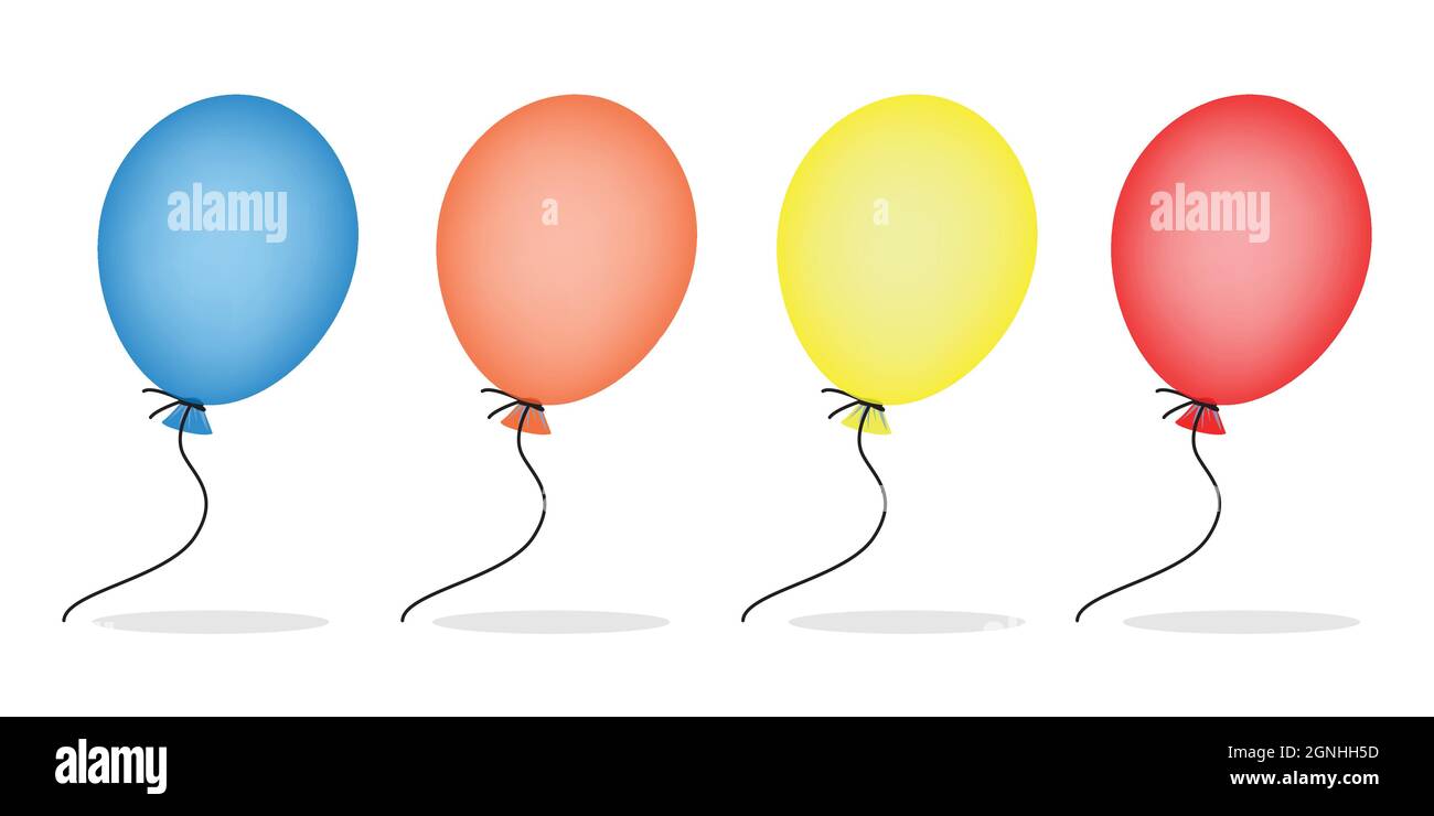 Set di illustrazione vettoriale palloncino colore. Disegno di palloncino creativo per feste di compleanno, giorno di San Valentino, decorazioni per feste a sorpresa Illustrazione Vettoriale