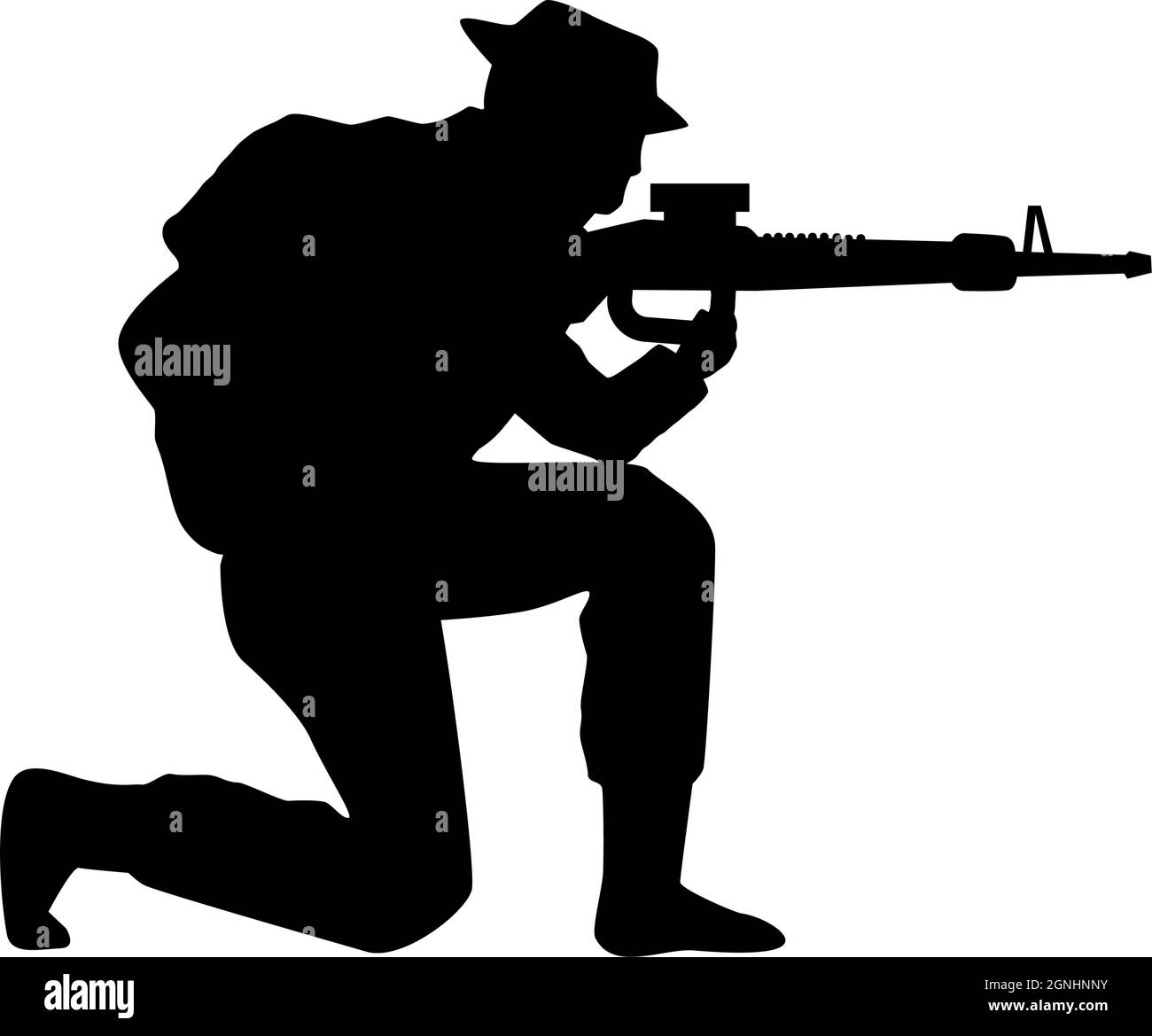 militare accoccolato di fucile Illustrazione Vettoriale
