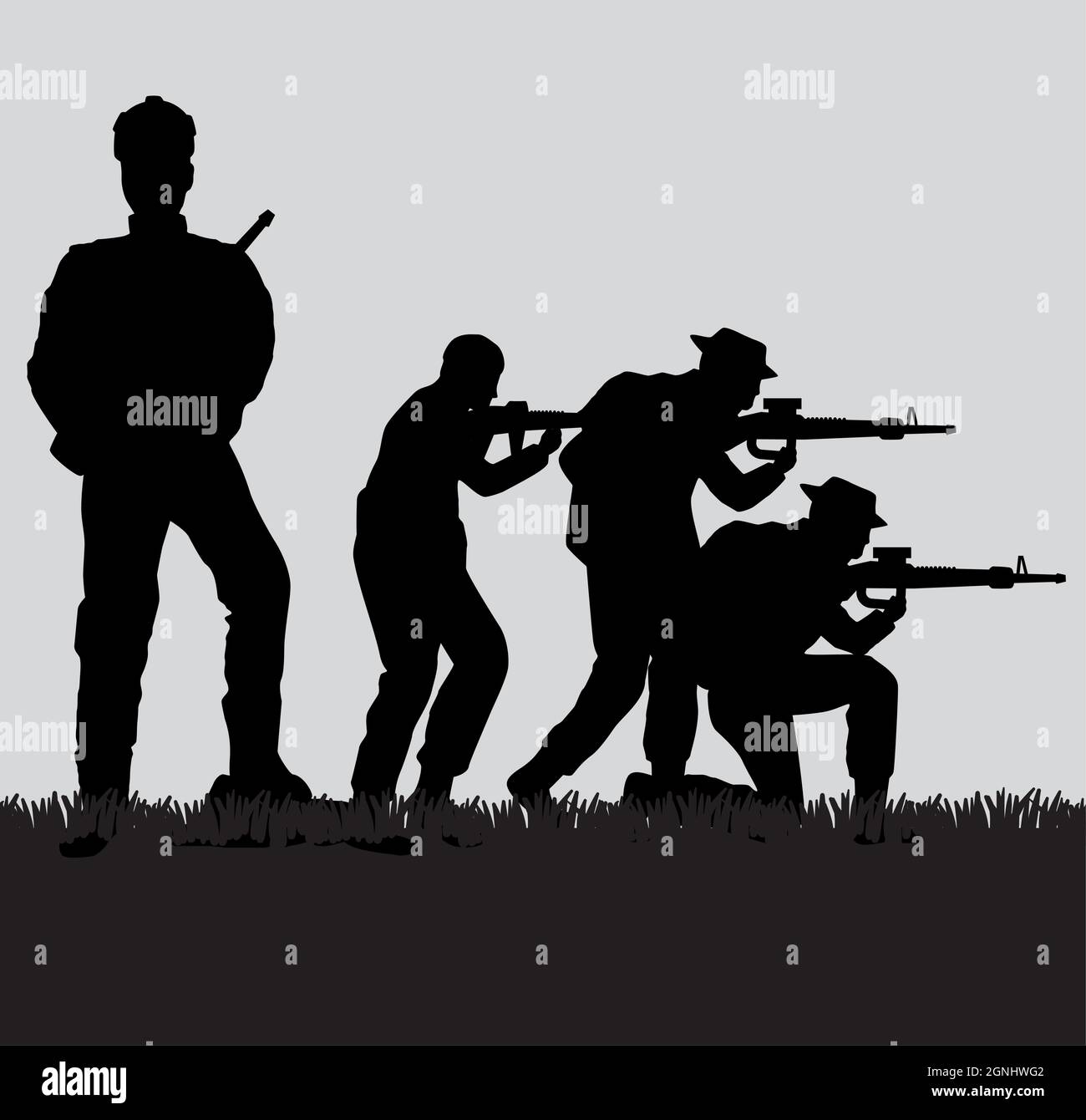 quattro silhouette a squadre militari Illustrazione Vettoriale