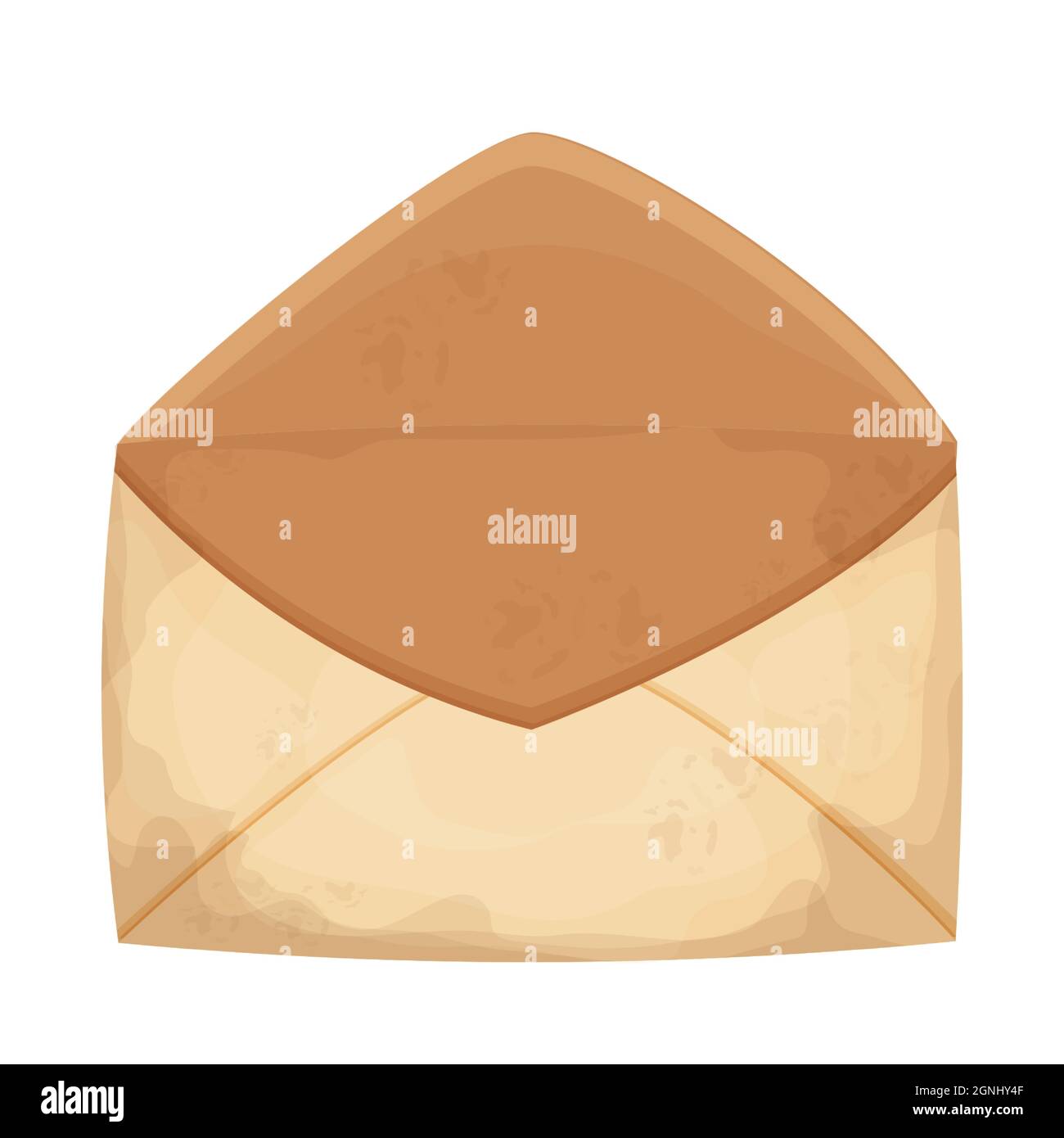 Lettera aperta, busta da carta artigianale in stile cartone animato. Vintage, vecchia corrispondenza. Clip art. Testurizzata e dettagliata illustrazione vettoriale Illustrazione Vettoriale
